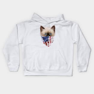 Patriot Siamese Cat In Usa America Bandana Kids Hoodie